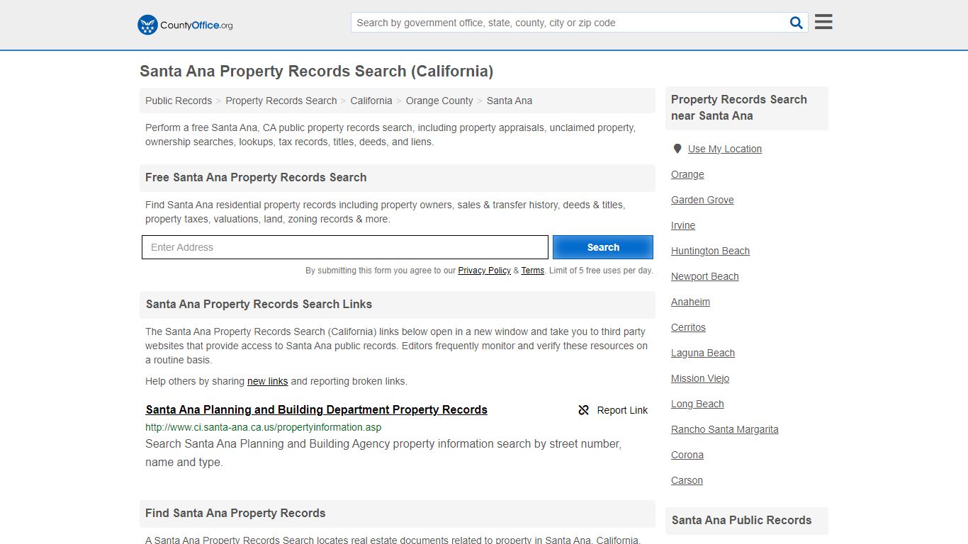 Santa Ana Property Records Search (California) - County Office